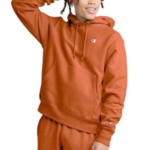 Champion L-B2 Orange Hoodie Medium Drawstring Mens